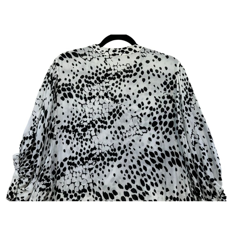 Express Womens Polka Dot Blouse Size M  Black & White - Picture 10 of 11